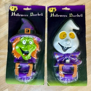 Vintage Halloween Hexe & Geist Türklingel Klopfer Geräusche leuchten Requisite VERSIEGELT NOS - Bild 1 von 9