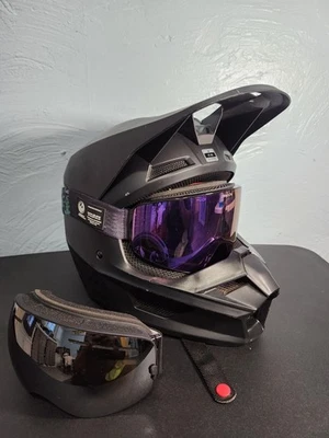 Casco Fox Racing V1 (Negro Mate) Mediano USADO Buen Estado con Gafas Visera Foto 1 de 4