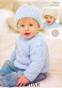 SIRDAR Knitting Pattern 1773 Baby/Child Cosy Sweater & Hat Set 0-7 yrs EASY KNIT - Picture 1 of 1
