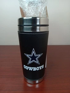 NFL Dallas Cowboys - 16oz Leather Wrapped Travel Tumbler Mug, NEW IN BOX - Picture 1 of 4