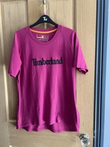 Women’s Timberland Medium Regular Fit Pink T-shirt Good Condition - Picture 1 of 4