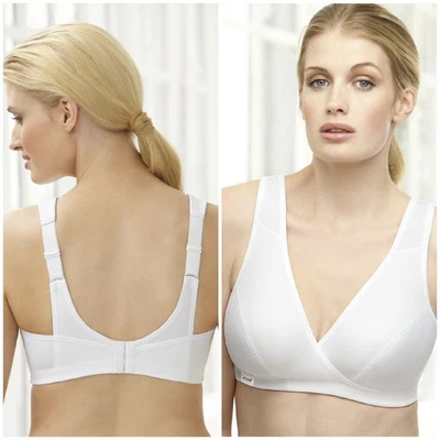 Glamorise 38B 38C (Low-Impact) 2-N-1 SPORT Bra (WICKS) Wide-Straps White NEW - Image 1 of 4