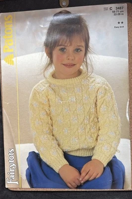 Patons Knitting Pattern C3487 Sweater 22”-28” Inclusive Fairytots yarn - Image 1 of 2