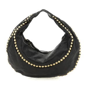 Campomaggi Ametista Round Shoulder Bag Black Leather Studs C039420ND - Picture 1 of 6