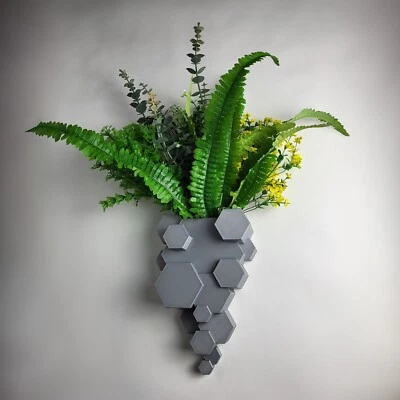 Wall Planter Unique Hexagon Style Waterproof, Hanging Strips Inc, Various Colors - Image 1 of 4