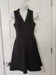 Jessica Simpson A-Linien-Kleid mit Schnürung V-Ausschnitt Größe 4 neu mit Etikett UVP $ 98 - Bild 1 von 6