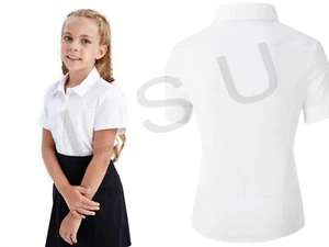 Girls White Short Sleeves Blouse White School Shirt From Size 3years to 20 years - Picture 1 of 3
