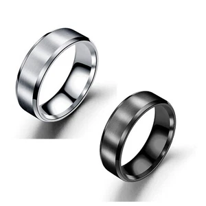 Unisex Edelstahlring Bandring Partnerring Verlobungsring Ehering mattiert - Picture 1 of 20
