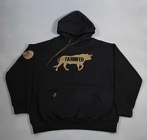 All American Roughneck Sweatshirt Hoodie Mens L Black Farmfed Cow Ranch - Picture 1 of 7