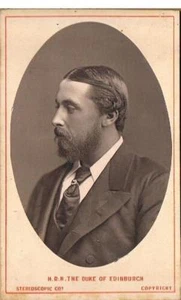 TARJETA DE VISTA - HRH ALFRED DUKE OF EDIMBURGO C1865 London Stereoscopic Co - Imagen 1 de 2
