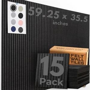 Large Cork Boards for Walls Black Felt Board Alternative - 15 Pack - Brand New - Picture 1 of 5