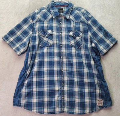 Buffalo by David Bitton Shirt Mens 2X Blue Plaid Collared Pearl Snap Button Down - Image 1 of 4