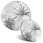 Mouse Mat & Coaster Set - BW - ky Tropical Leaves Surf Style  #35906