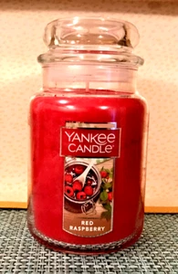 RED RASPBERRY 22 OZ Original Large Jar Candle YANKEE CANDLE RED WAX NEW - Picture 1 of 2