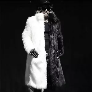 Mens Winter Faux Fur Parka Overcoat Long Jacket Outerwear Furry Warm Casual Coat - Picture 1 of 28