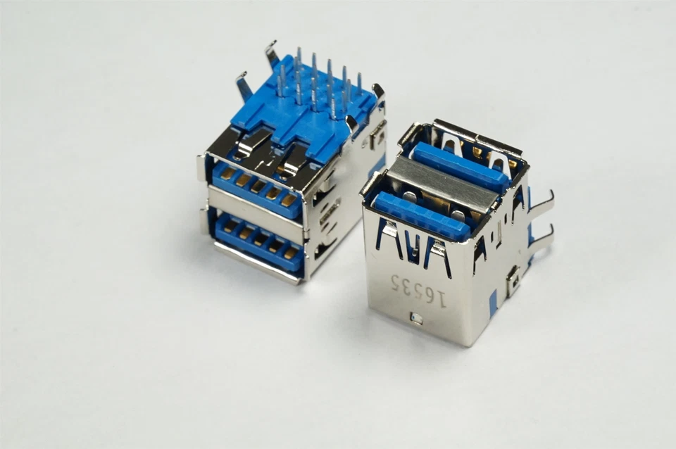 Lot of 2 48406-0003 Molex USB-A 3.0 Connector 18 Position 2 Port Thru Hole RA - Image 1 of 1