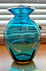 Rare vase sarcelle Blenko #9613 1996 - 1998 Hank Adams ou Matt Carter ? avec autocollant