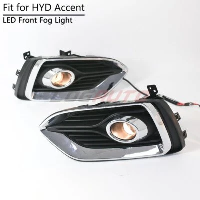 For Hyundai Accent 2018-2021 Bumper Fog Light 9006 Halogen Bulbs with Clear Lens - Image 1 of 4