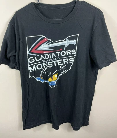Cleveland Monsters AHL Gladiators Arena Football Tshirt Hockey Lake Erie Fits M Cover