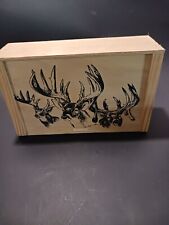 Wooden Storage Box W/ Deer. Signed D. Keller