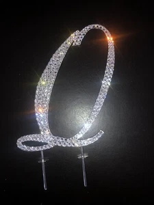 Crystal Rhinestone Cake Topper Silver Letter Q 5” High - Picture 1 of 4