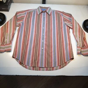 ROBERT GRAHAM Luxury Designer STRIPED BUTTON DOWN COLORFUL DRESS SHIRT Mens L - Picture 1 of 3