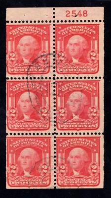 MOMEN: US STAMPS #319p PLATE BOOKLET PANE USED LOT #92964 - Image 1 of 2