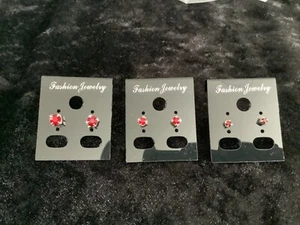 Earings. Costume jewellery dark red square various sizes - Picture 1 of 7