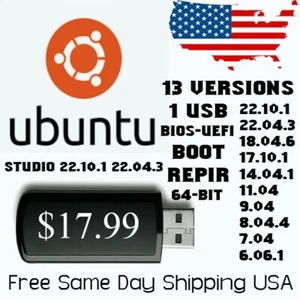 Ubuntu Multi Boot USB - 13 Versions of Ubuntu Desktop + Ubuntu Studio + Fastest! - Picture 1 of 1
