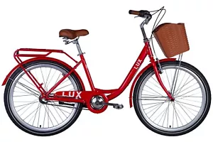Bicicleta City Mujer 26" Cesta Ciudad Retro Portaequipajes Acero Rojo Rh - Imagen 1 de 2