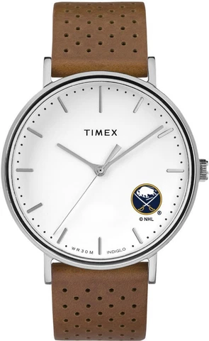 Womens Timex Buffalo Sabres Watch Bright Whites Leather Cover