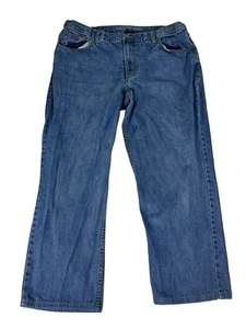 Lands' End Men's Blue Jeans Traditional Fit Straight Leg Cotton Pants 42 Altered - Picture 1 of 8