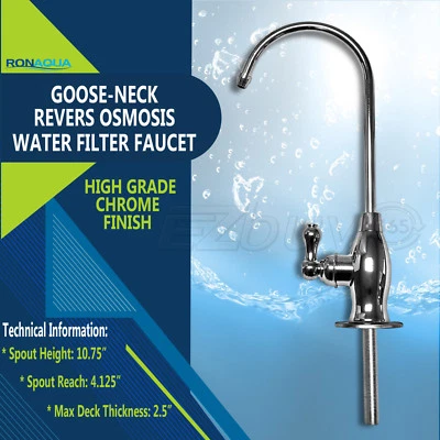 RONAQUA Goose-neck High Spout Cold Water Kitchen Drinking Faucet Polished Chrome