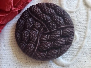 Bouton ancien en verre marron chocolat tressé diamètre: 2,5 cm G4C - Picture 1 of 3