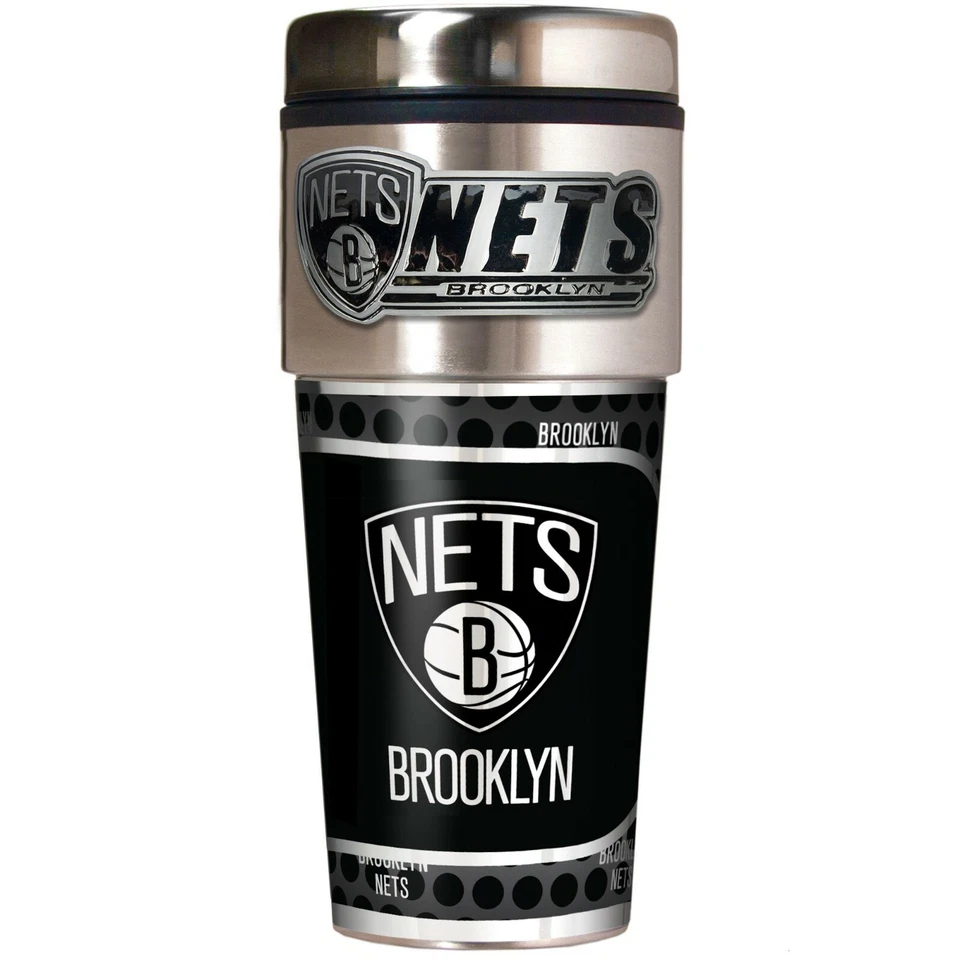 КОФЕЙНАЯ ДОРОЖНАЯ КРУЖКА BROOKLYN NETS 16 УНЦИЙ ИЗ НЕРЖАВЕЮЩЕЙ СТАЛИ С МЕТАЛЛИЧЕСКОЙ ЭМБЛЕМОЙ - Изображение 1 из 1