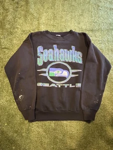 Vintage Seattle Seahawks Pullover Herren Large schwarz NFL Football Rundhals 90s - Bild 1 von 9