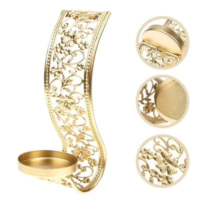 Metal Wall Sconce Candle Holder Wall Hanging Home Hollow Out Candleholder - Image 1 of 4