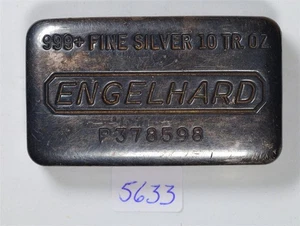Engelhard 10oz .999+ Silver 11th Series Vintage Flat Machined Finish Bar #5633 - Picture 1 of 4
