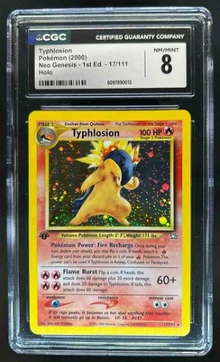 Pokémon Neo Genesis 2000 primera edición Typhlosion Holo #17/111 CGC 8 Foto 1 de 2