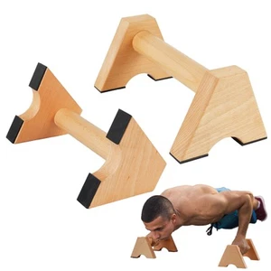 Beech Wood Non-Slip Parallettes Push Up Bar for Men, Strength Training Equipm... - Picture 1 of 8
