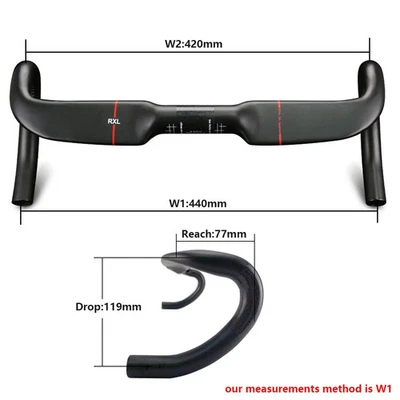  Carbon Fiber Gravel Road Bike Handlebar 31.8mm Internal Routing UD Matte   - Image 1 of 4