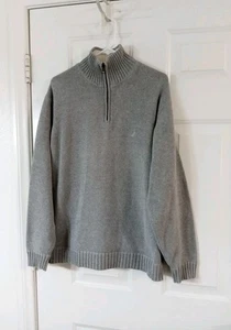 Nautica Gray 100% Cotton 1/4 Zip Pullover Sweater Men's Size XL Preppy Outdoor - Picture 1 of 6