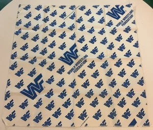 Vintage 90s WWF Blue & White Bandana (1992, Titan Sports) 17.5x18” - Bild 1 von 3