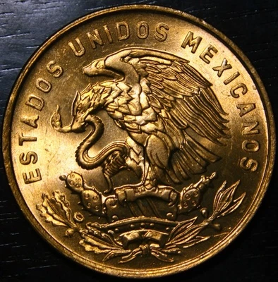 1964 年墨西哥 20 Centavos 青铜世界硬币宝石未流通 — 第 1/2 张图片