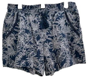 Briggs NY Women's Dressy Everyday Shorts Sz L Blue Floral Wide Elastic Waist 197 - Picture 1 of 6