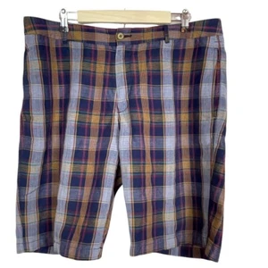 Tommy Bahama Paradise Nation Linen Blend Plaid Shorts Size 36 Blue Red - Picture 1 of 10