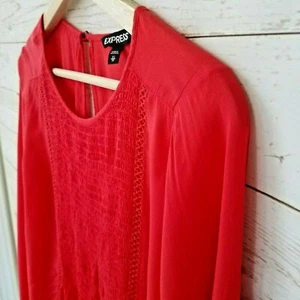 Express Valentine Mujer XS Rojo Ahumado Mangas Largas Camisa Blusa Botones Traseros - Imagen 1 de 8