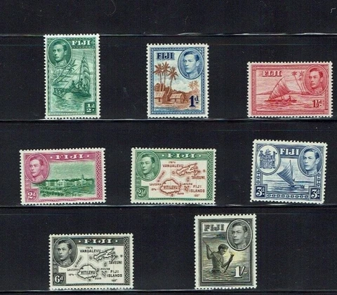 Fiji: 1938, King George Vi definitive, short set to 1/- MNH Cover