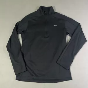 Patagonia 1/4 Zip Base Layer Pullover Mens Medium Black Midweight Capilene *HOLE - Picture 1 of 12