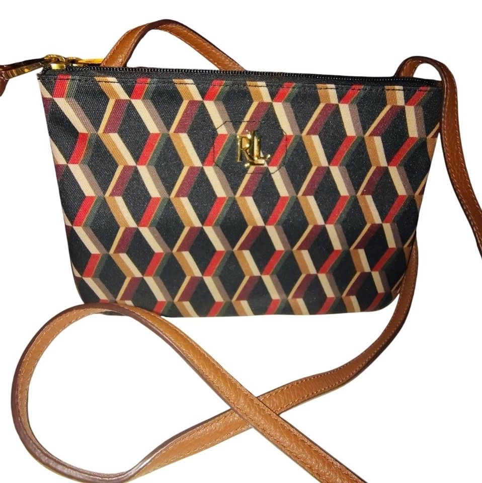 Ralph Lauren Tara Nylon Double Zipper Geometric Crossbody Bag - Image 1 of 4